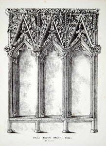 1857 Lithograph CJ Blagge Art Sedilia All Saints' Church Hawton England UK ZZ2