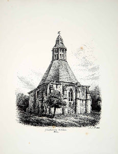 1858 Lithograph Petit Art Kitchen Glastonbury Abbey Somerset England Church ZZ3