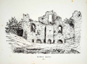 1859 Lithograph Maria Blagg Art Tutbury Castle Staffordshire England UK ZZ4