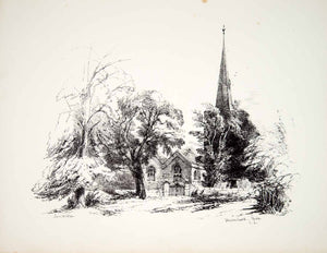 1860 Lithograph Art Church St Peter Sharnbrook England Gothic Architecture ZZ5