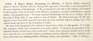 1860 Lithograph H Meynell Art St Kevins Kitchen Church Glendalough Ireland ZZ5