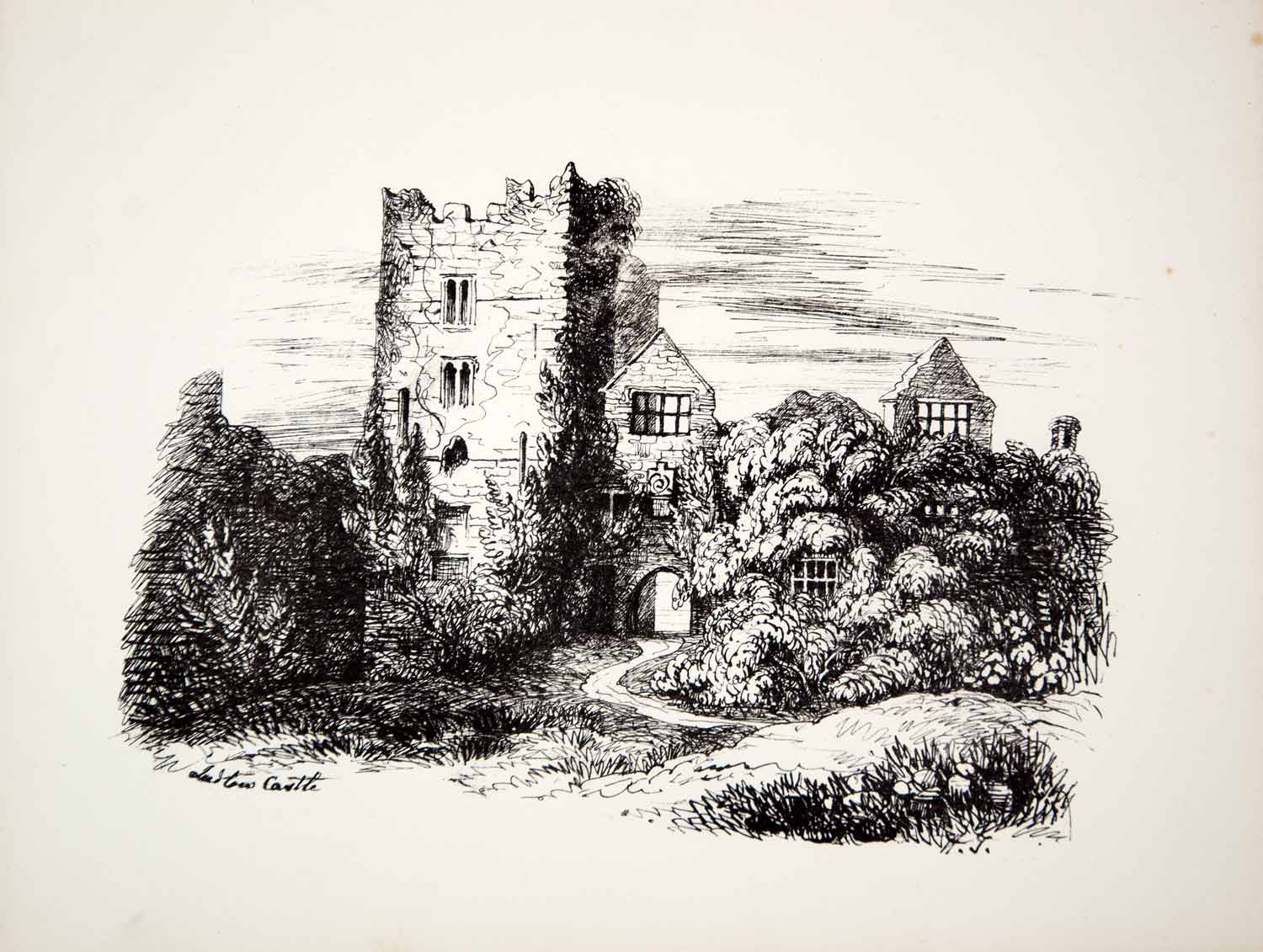 1861 Lithograph H Tayleur Art Ludlow Castle Shropshire England Medieval UK ZZ6