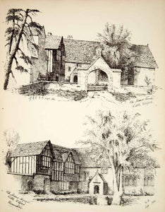 1861 Lithograph W Haverfield Art Little Wolford Manor House Warwickshire UK ZZ6