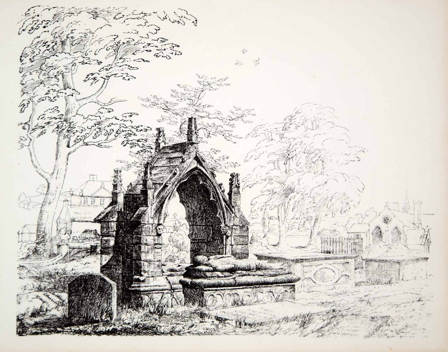 1861 Lithograph JP Swanwick Art Venables Tomb St Marys Church Astbury UK ZZ6