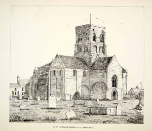 1863 Lithograph Richard Tyrer Art St Mary de Haura Church Shoreham-by-Sea UK ZZ7