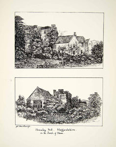 1863 Lithograph GR Mackarness Art Throwley Old Hall Staffordshire England UK ZZ7
