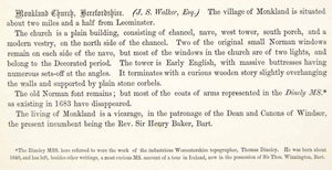 1863 Lithograph JS Walker Art Church Monkland Herefordshire England Heraldry ZZ7