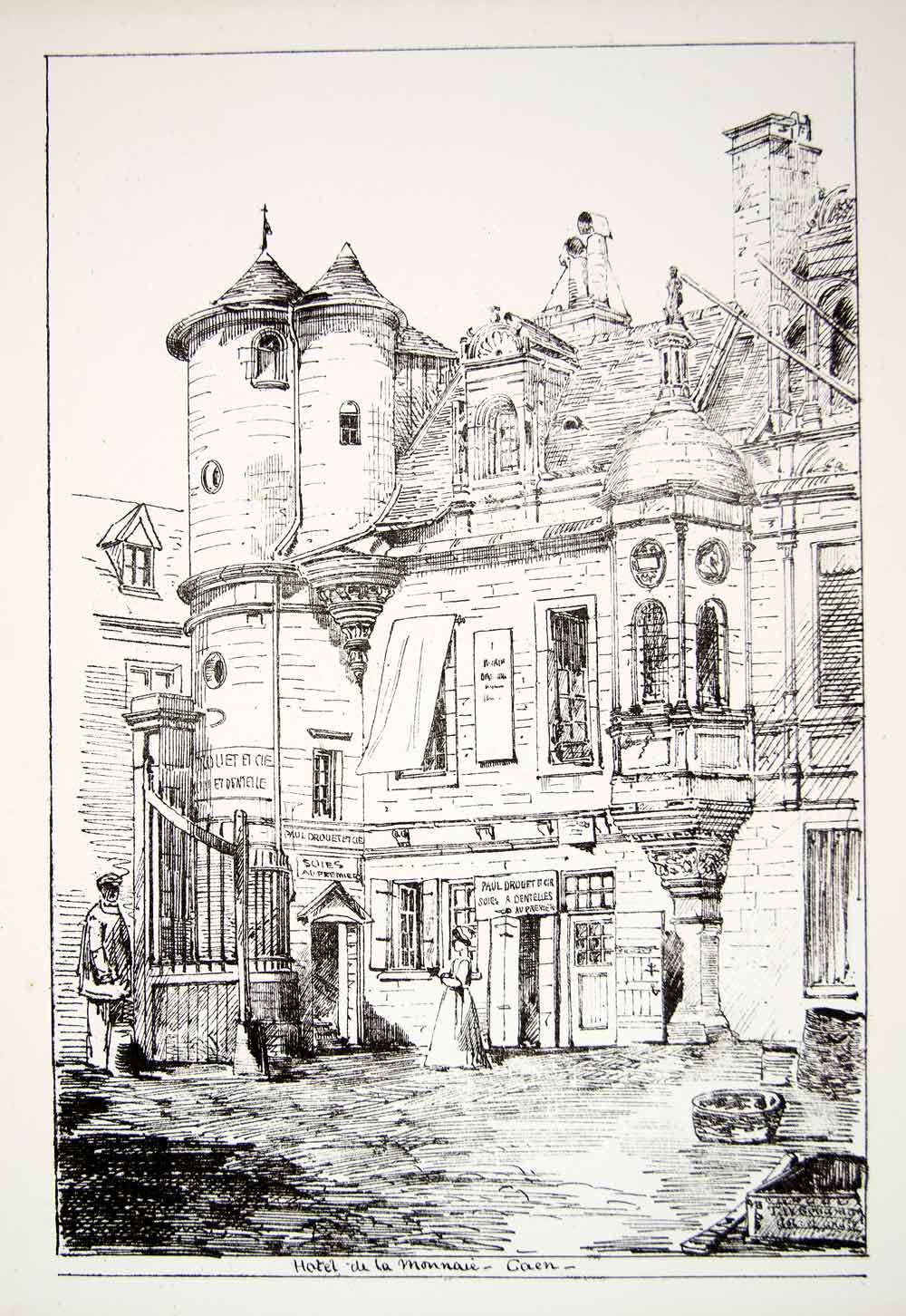 1863 Lithograph TW Goodman Art Hotel Mondrainville Caen France Royal Mint ZZ7