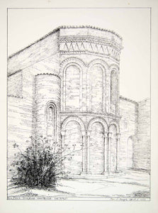 1863 Lithograph Charles N Beazley Art Church St Fosca Torcello Venice Italy ZZ7