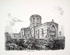 1864 Lithograph Petit Art Church St Peter Paul North Curry Somerset England ZZ8