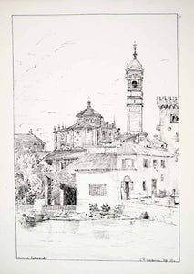 1864 Lithograph TW Goodman Art Duomo Monza Cathedral Italy Romanesque Europe ZZ8