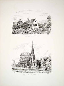 1865 Lithograph JS Tyrer Art Norman Church Southam St Peters Leckhampton UK ZZ9