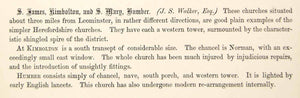 1865 Lithograph JS Walker Art St James Church Kimbolton Mary Humber England ZZ9