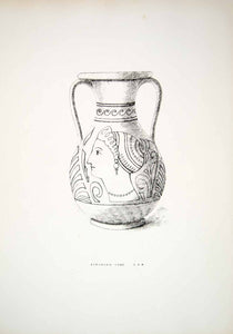 1865 Lithograph CS Beckett Art Etruscan Vase Pottery Archaeology Amphora ZZ9